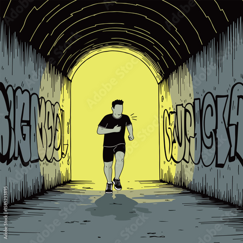 Man Running Through Ruined City