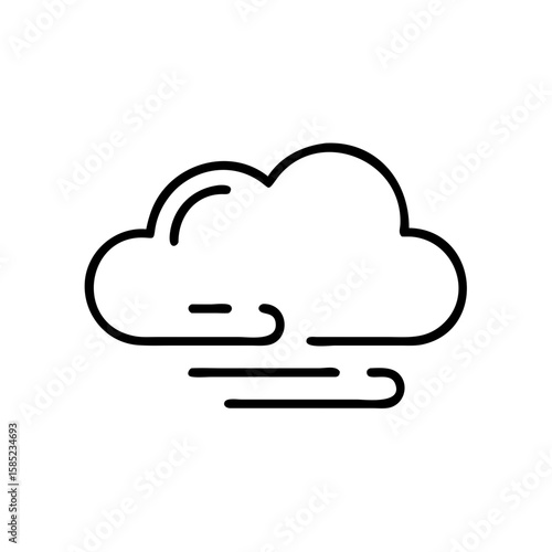 Cloud icon with wind illustration in minimalist line art style  
