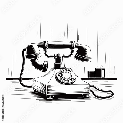 Vintage Rotary Phone Illustration