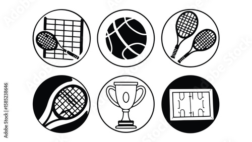 Wimbledon Icon Set with 16 Variations Animal Illustration Vector Graphic for Design Projects on transparent background
