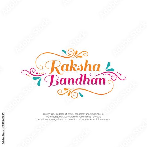 Fotografia Happy Raksha Bandhan lettering colorful design