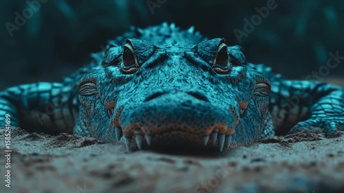 Mouth of alligator/crocodile is wide open, showing teeth and tongue. Close-up shot in natural habitat or captive environment.