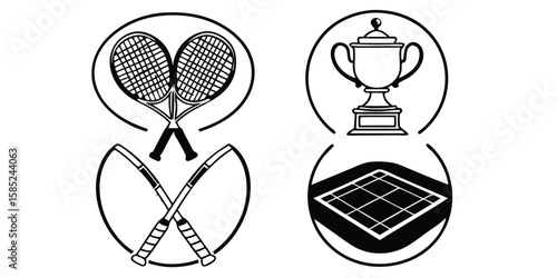 Wimbledon Icon Set with Four Variations Vector Illustration on Transparent Background This icon set features four distinct variations perfect for