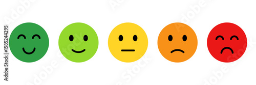 Feedback vector concept. Rank, level of satisfaction rating emoji icon set. Feedback in form of emotions, smileys, emoji. User experience. Review of consumer. Vector illustration