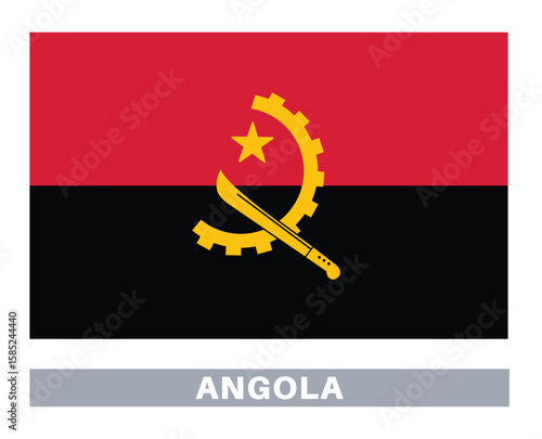 Angola flag. Flag icon. Standard colors. Standard size. Rectangular flag.