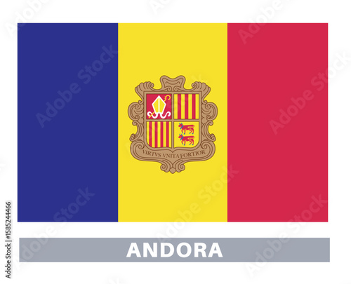 Andorra flag. Flag icon. Standard colors. Standard size. Rectangular flag.