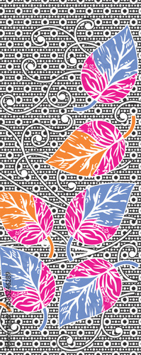 Flower and geometric pattern, background, texture, tile, wallpaper, fabric.