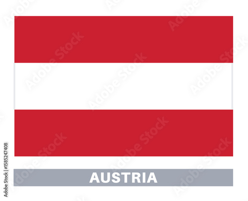Flag of Austria. Flag icon. Standard colors. Standard size. Rectangular flag.