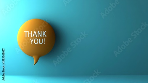 Wallpaper Mural Digital art, speech bubble with the text "THANK YOU!" cut out, minimalistic design on a soft blue background, Torontodigital.ca