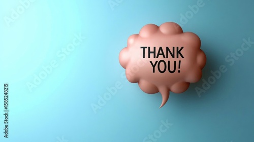 Wallpaper Mural Digital art, speech bubble with the text "THANK YOU!" cut out, minimalistic design on a soft blue background, Torontodigital.ca