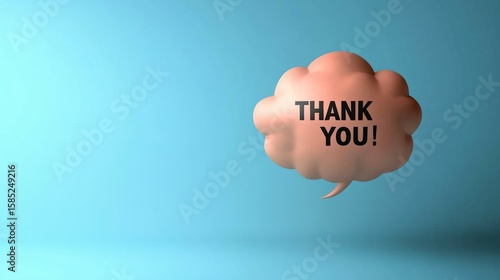 Wallpaper Mural Digital art, speech bubble with the text "THANK YOU!" cut out, minimalistic design on a soft blue background, Torontodigital.ca