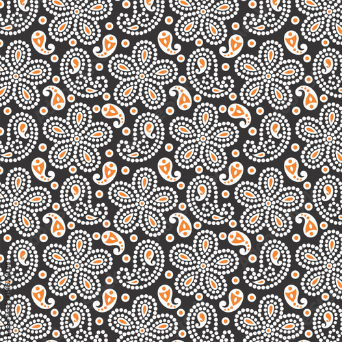 Flower and paisley Design Pattern, background, texture, Fabric print.