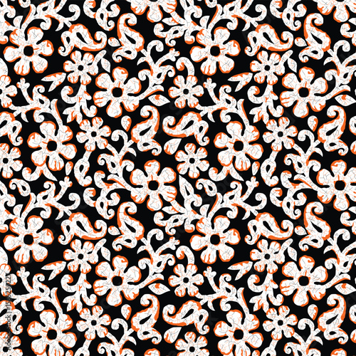 Flower and paisley Design Pattern, background, texture, Fabric print.