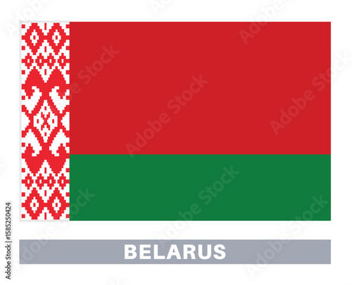 Flag of Belarus. Flag icon. Standard colors. Standard size. Rectangular flag.