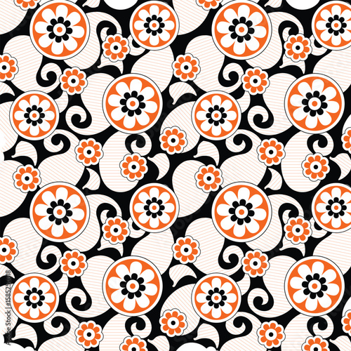 Flower And Paisley Pattern, Background, texture, fabric print,