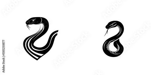 Unique black snake icon designs showcasing modern minimalist style and creativity