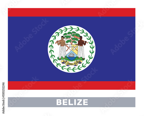 Belize flag. Flag icon. Standard colors. Standard size. Rectangular flag.