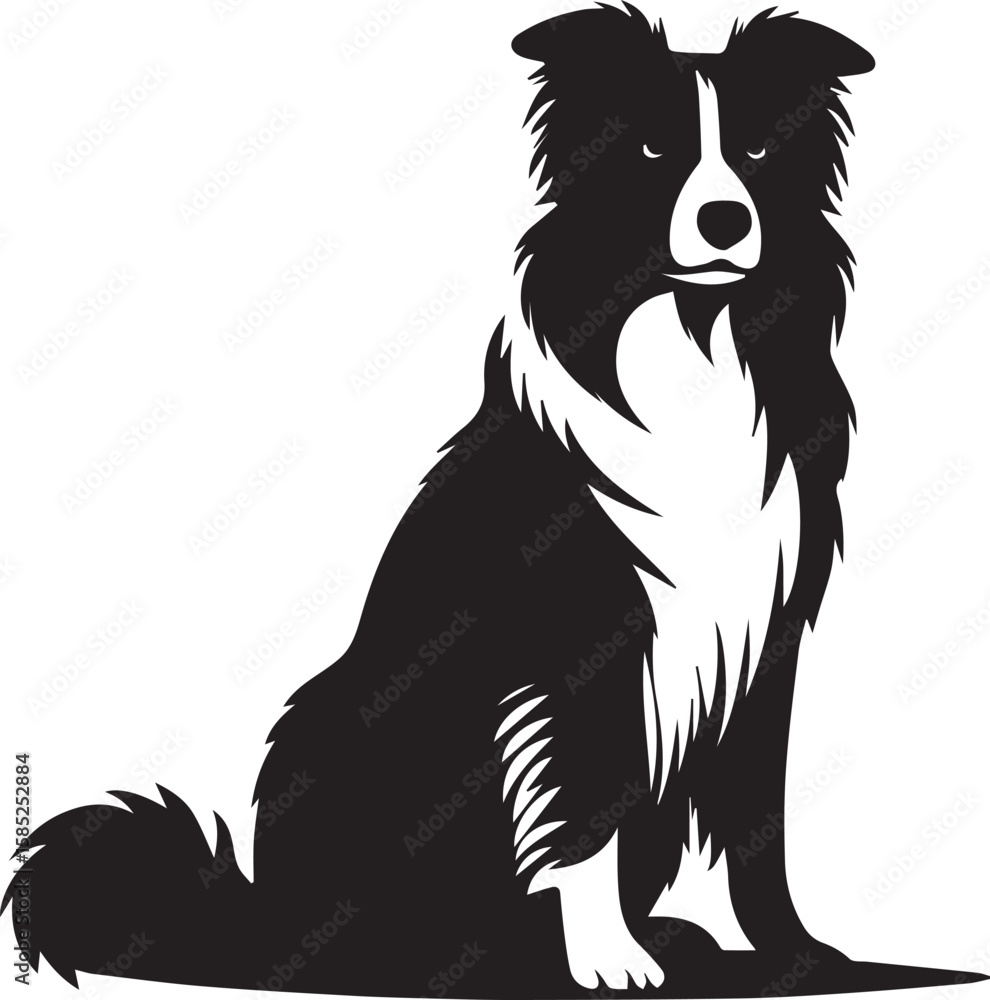 Obraz premium Border Collie Dog Vector – Silhouette 