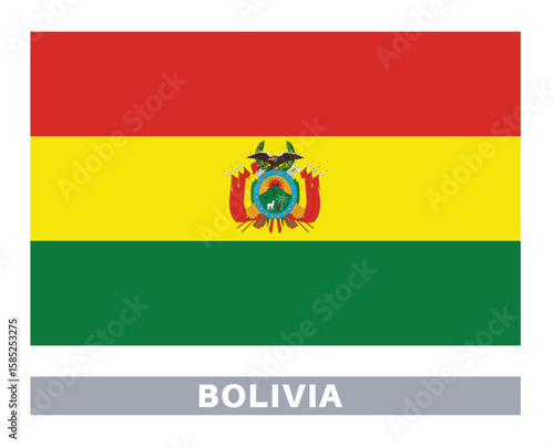 Flag of Bolivia. Flag icon. Standard colors. Standard size. Rectangular flag.