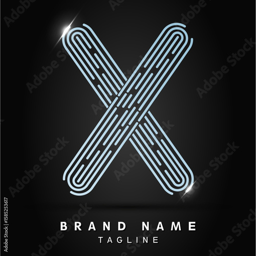 X Letter Logo concept Linear style. Creative Minimal Monochrome Monogram emblem design template. Graphic Alphabet Symbol for Luxury Fashion Corporate Business Identity. Elegant Vector element
