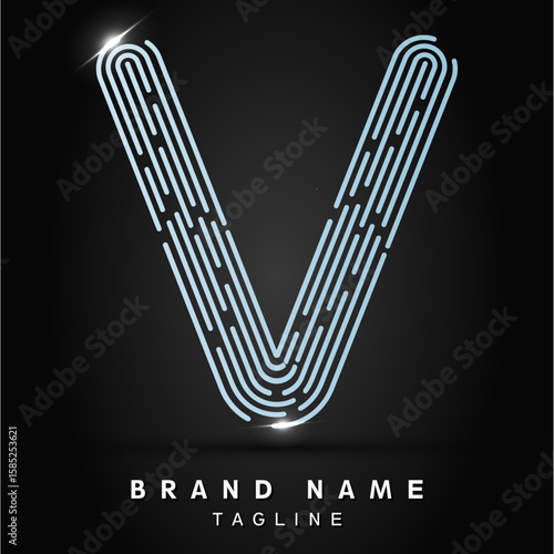 V Letter Logo concept Linear style. Creative Minimal Monochrome Monogram emblem design template. Graphic Alphabet Symbol for Luxury Fashion Corporate Business Identity. Elegant Vector element