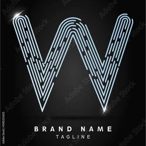 W Letter Logo concept Linear style. Creative Minimal Monochrome Monogram emblem design template. Graphic Alphabet Symbol for Luxury Fashion Corporate Business Identity. Elegant Vector element