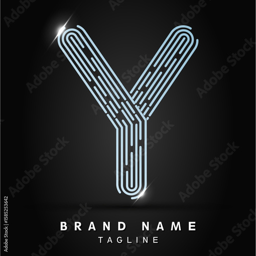 Y Letter Logo concept Linear style. Creative Minimal Monochrome Monogram emblem design template. Graphic Alphabet Symbol for Luxury Fashion Corporate Business Identity. Elegant Vector element