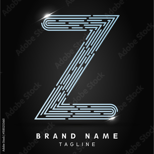 Z Letter Logo concept Linear style. Creative Minimal Monochrome Monogram emblem design template. Graphic Alphabet Symbol for Luxury Fashion Corporate Business Identity. Elegant Vector element