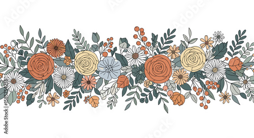 Rustic autumn floral elements and botanical arrangements for decorative design projects