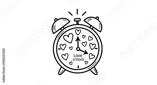 Romantic alarm clock heart design time to celebrate love and affection