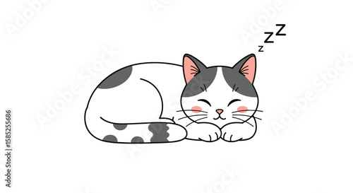 Adorable sleeping feline friend resting peacefully in a quiet nap