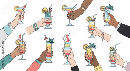 Cheers to joyful moments and refreshing tropical cocktails with friends celebration