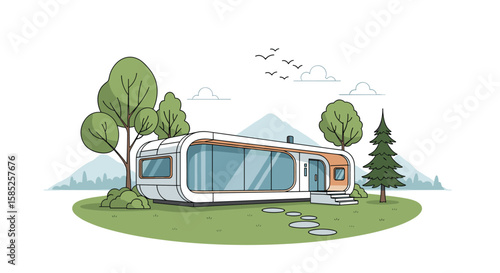 Modern prefabricated eco friendly home design for sustainable living outdoors