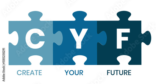 CYF - Create Your Future acronym. business concept background. vector illustration concept with keywords and icons. lettering illustration with icons for web banner, flyer, landing page