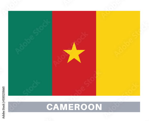 Flag of Cameroon . Flag icon. Standard colors. Standard size. Rectangular flag.