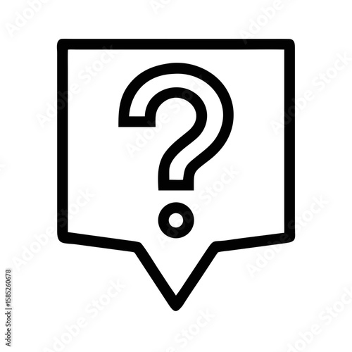 Black silhouette question mark symbol contained within a speech bubble icon