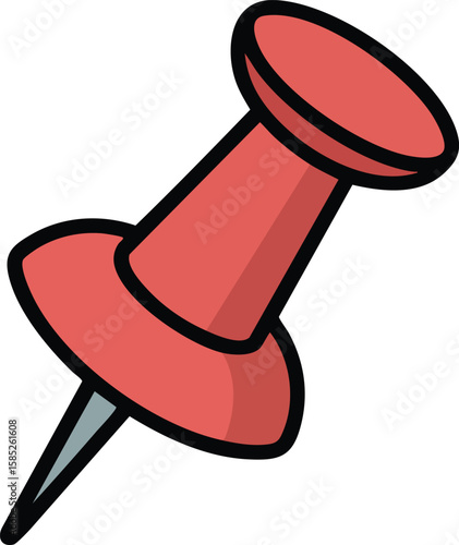 Red Push Pin Illustration Representing Location Marker Reminder Office Stationery Map Point Important Note Planning Organization And Notification Concept


