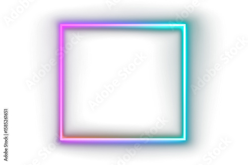 Neon glowing colorful gradient frame on black background,Glowing neon light. Neon frame with rounded corners. 