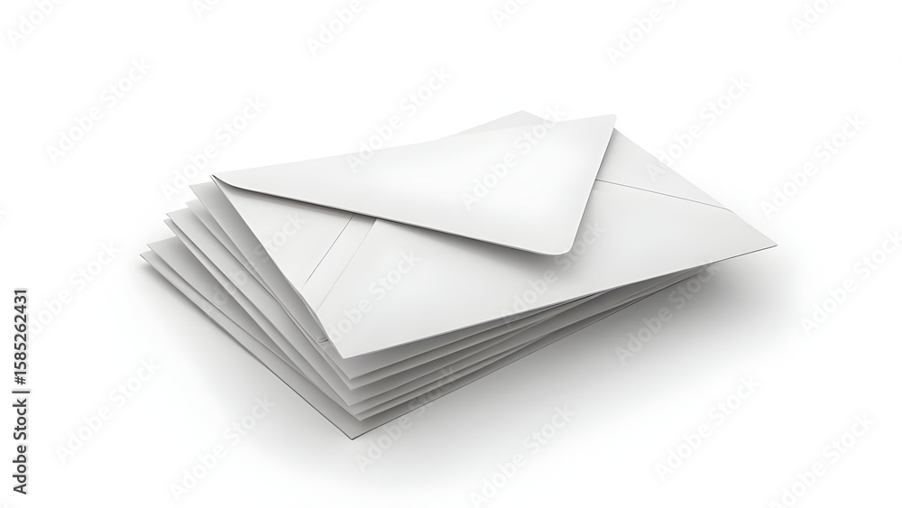 Stack of mail envelopes on clean white background Stack of mail envelopes on clean white background
