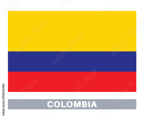 Flag of colombia. Flag icon. Standard colors. Standard size. Rectangular flag.