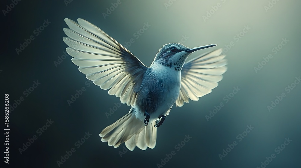 Obraz premium Vibrant hummingbird hovering in mid air a free spirit in motion
