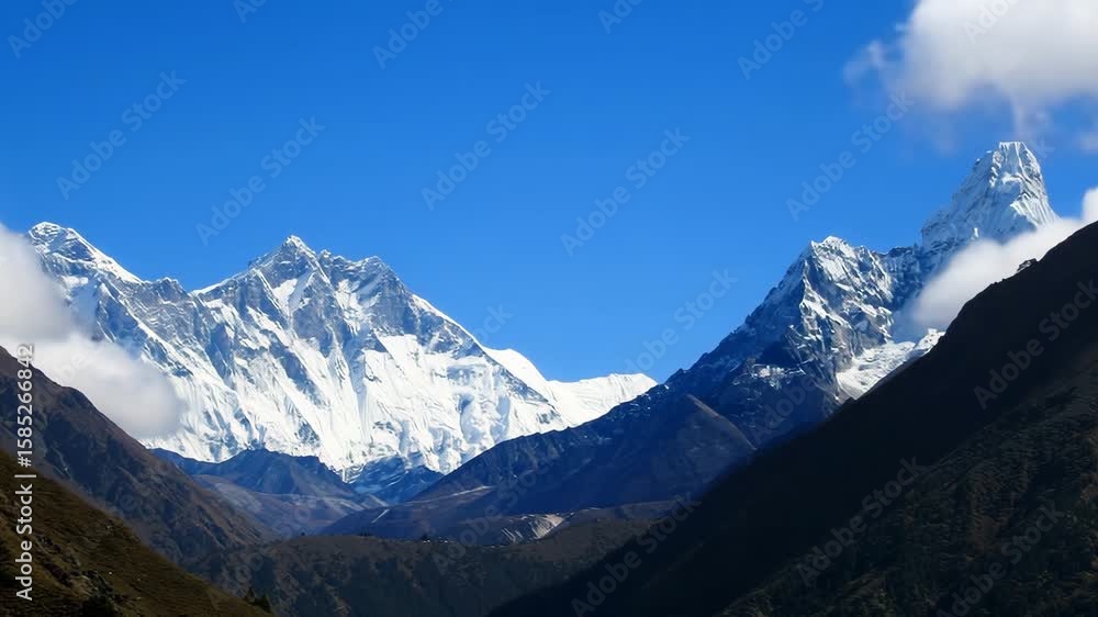Time-Lapse of Mount Lhotse – Majestic Himalayan Landscape in the Everest Region, Nepal Time-Lapse of Mount Lhotse – Majestic Himalayan Landscape in the Everest Region, Nepal