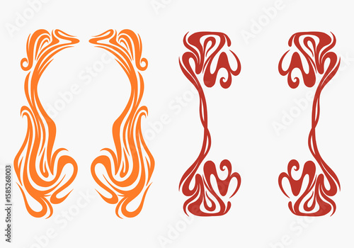 Art nouveau retro style frame border set background vector art decorative poster element editable