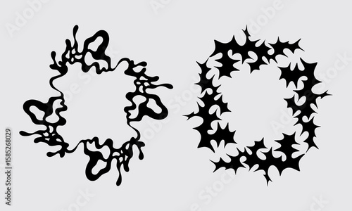 Cyber sigilism tribal frame border poster element clip art illustration vector streetwear clothing design ink isolated