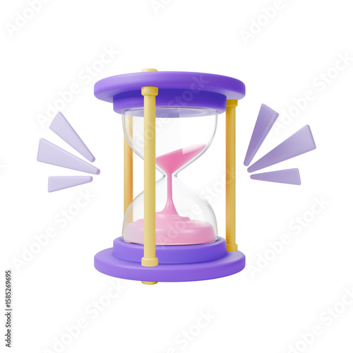 3d Hourglass or Sandclock with Sand Inside Concept Cartoon Design Style Isolated on a White Background. Vector illustration