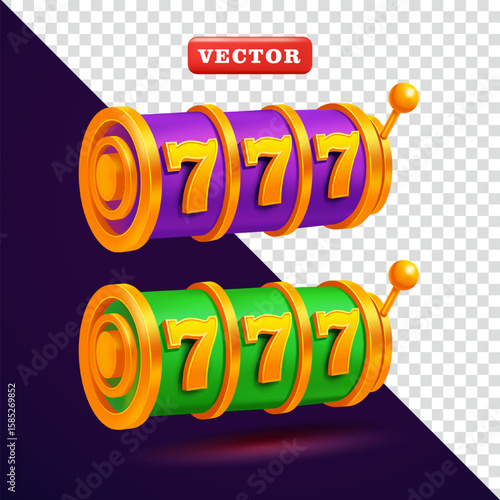 Casino slot machine, 3D vector. Suitable for business, gaming, and design elements