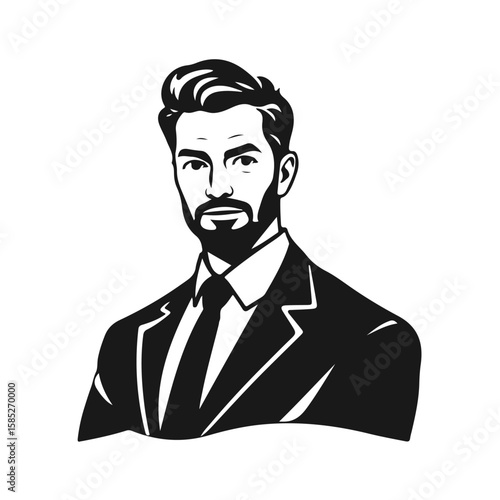 Man icon, businessman avatar vector, office worker icon, hipster face design, graphic male portrait, businessman avatar, bearded man, office worker, hipster face, male portrait