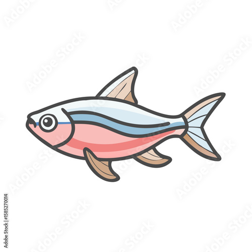 Illustration of colorful tetra fish cartoon drawing for aquarium hobbyist and fish keepers design