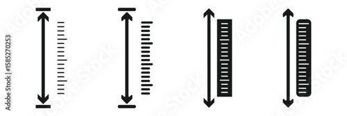 set of adjustable height icon. adjust length symbol. size adjustment arrow sign