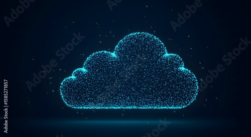Digital Cloud Icon Made of Dots on a Dark Background Representing Modern Technology and Data
